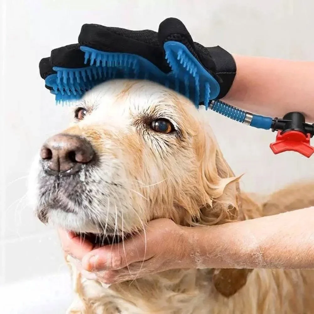 3 in 1 Glove Set for Pets Brush Shower Spray Hair remover Glove, Dog & Cat Groom